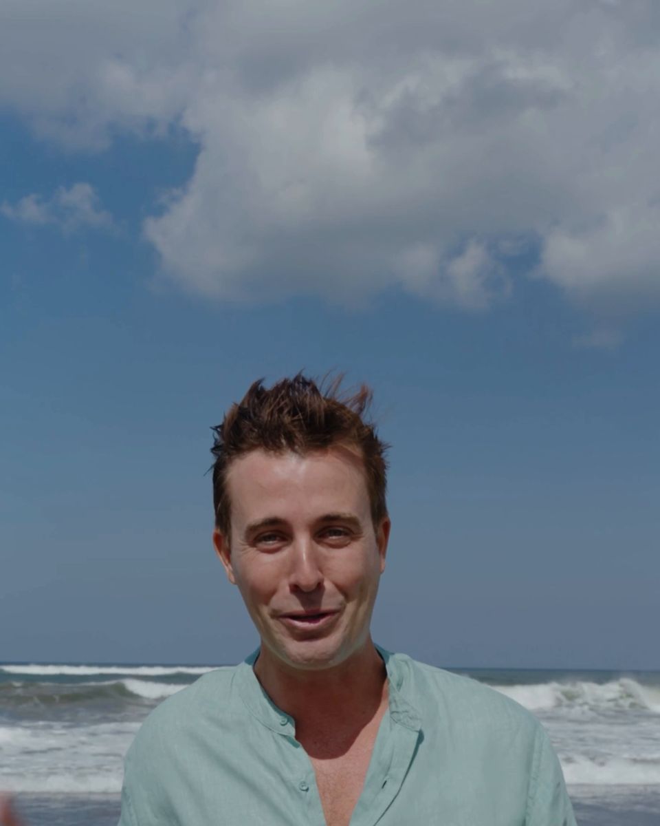 Carlos de Ory speaking on the beach in Sumba